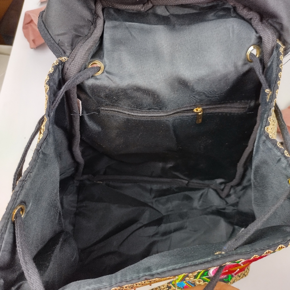Embroidered mexican‎ floral multicolor handmade bagpack 100%mexican art dew - Picture 8 of 9